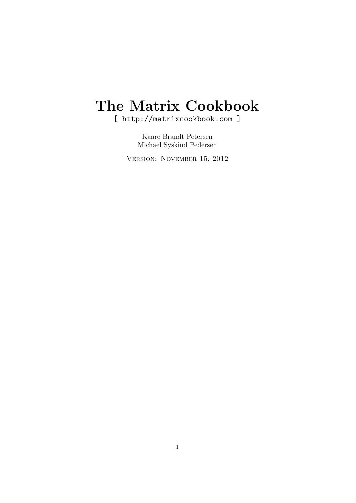 The Matrix Cookbook