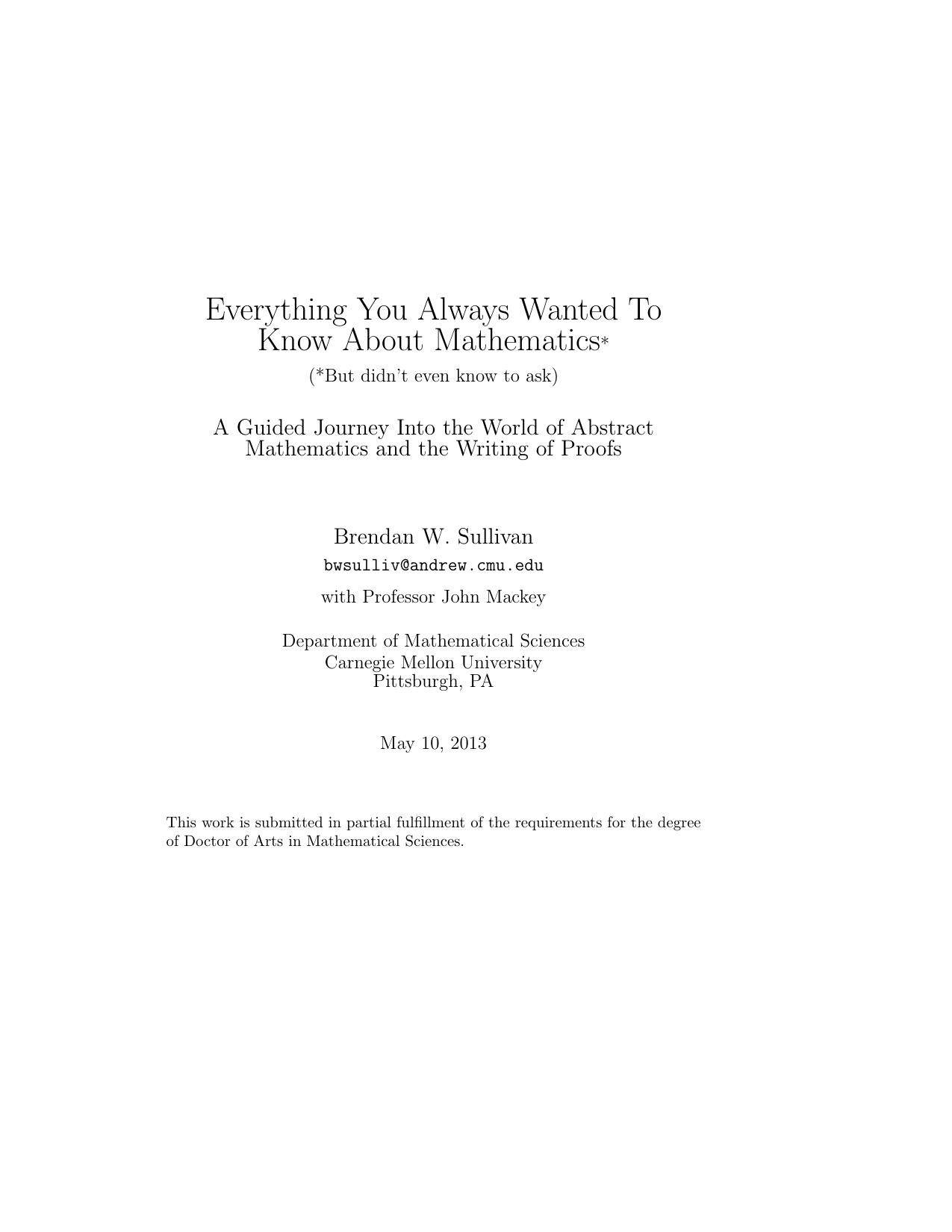 Everything You Always Wanted To Know About Mathematics